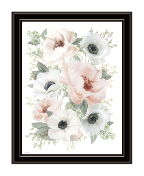 Homeroots Peony Floral Block Framed Print Wall Art - Rustic Chic Decor For Modern Farmhouse Style Spaces Black And Gold Wood 529832