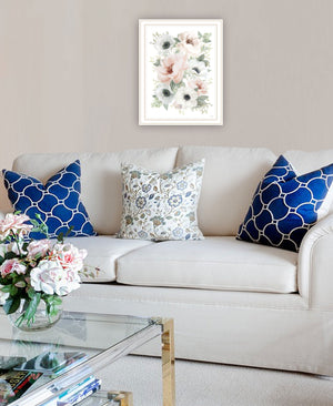 Homeroots Peony Floral Block Framed Print Wall Art - Rustic Chic Decor For Modern Farmhouse Style Spaces White Wood 529833