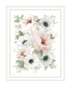 Homeroots Peony Floral Block Framed Print Wall Art - Rustic Chic Decor For Modern Farmhouse Style Spaces White Wood 529833
