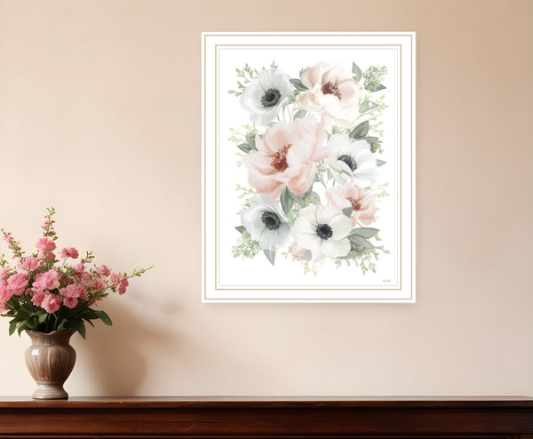 Homeroots Peony Floral Block Framed Print Wall Art - Rustic Chic Decor For Modern Farmhouse Style Spaces White Wood 529833