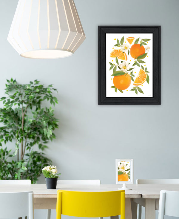 Homeroots Citrus Orange Botanical Wall Art - Black Framed Print For Rustic Modern Farmhouse Decor, 19x15"  Wood 529838