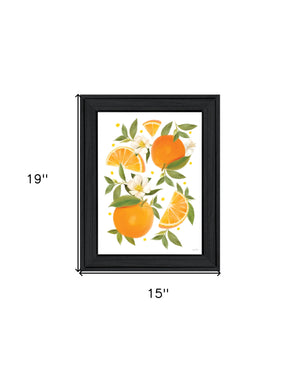 Homeroots Citrus Orange Botanical Wall Art - Black Framed Print For Rustic Modern Farmhouse Decor, 19x15"  Wood 529838