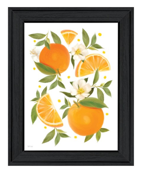 Homeroots Citrus Orange Botanical Wall Art - Black Framed Print For Rustic Modern Farmhouse Decor, 19x15"  Wood 529838