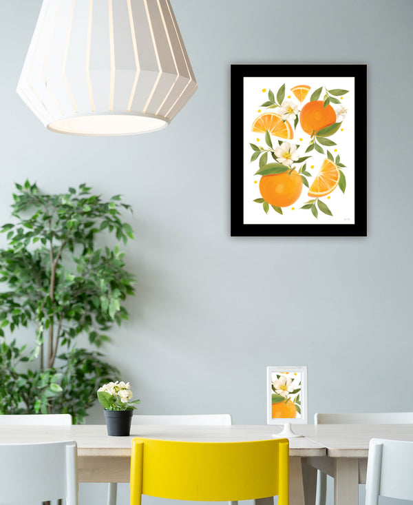 Homeroots Citrus Orange Botanical Wall Art Print – Stylish Decorative Accent For Modern Farmhouse Decor Black Wood 529839