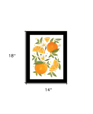 Homeroots Citrus Orange Botanical Wall Art Print – Stylish Decorative Accent For Modern Farmhouse Decor Black Wood 529839