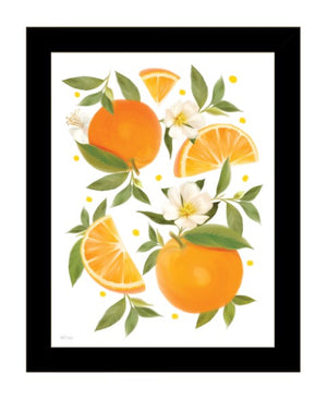 Homeroots Citrus Orange Botanical Wall Art Print – Stylish Decorative Accent For Modern Farmhouse Decor Black Wood 529839