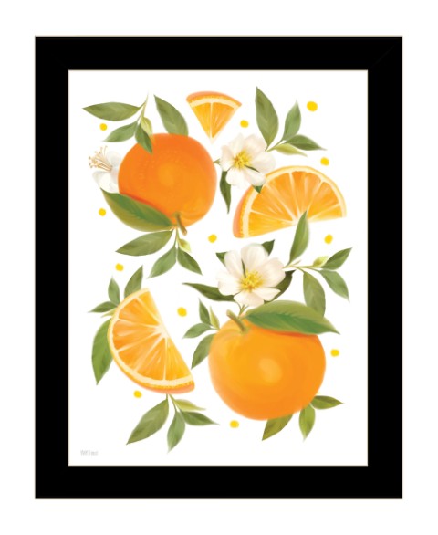Homeroots Citrus Orange Botanical Wall Art Print – Stylish Decorative Accent For Modern Farmhouse Decor Black Wood 529839