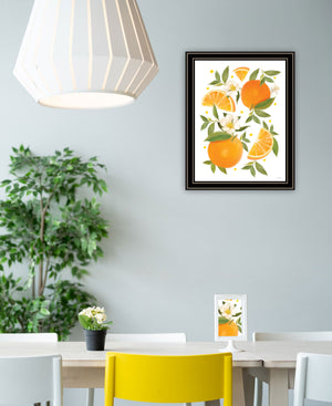 Homeroots Citrus Orange Botanical Wall Art Print – Stylish Decorative Accent For Modern Farmhouse Decor Black And Gold Wood 529840