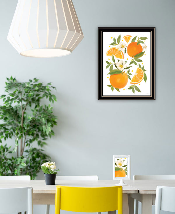 Homeroots Citrus Orange Botanical Wall Art Print – Stylish Decorative Accent For Modern Farmhouse Decor Black And Gold Wood 529840