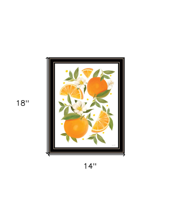Homeroots Citrus Orange Botanical Wall Art Print – Stylish Decorative Accent For Modern Farmhouse Decor Black And Gold Wood 529840