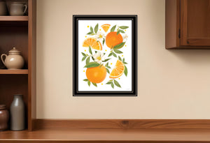 Homeroots Citrus Orange Botanical Wall Art Print – Stylish Decorative Accent For Modern Farmhouse Decor Black And Gold Wood 529840