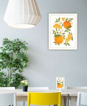 Homeroots Citrus Orange Botanical Wall Art Print – Stylish Decorative Accent For Modern Farmhouse Decor White Wood 529841