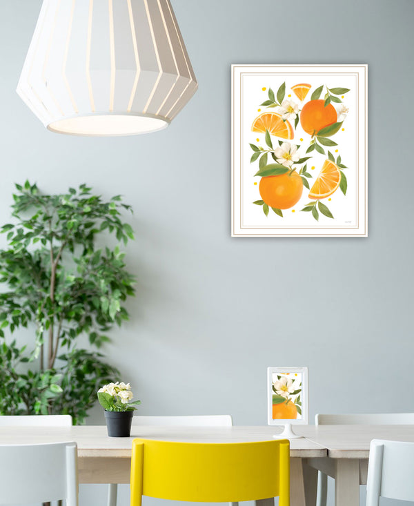 Homeroots Citrus Orange Botanical Wall Art Print – Stylish Decorative Accent For Modern Farmhouse Decor White Wood 529841