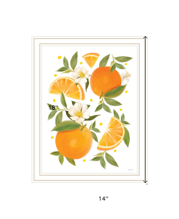 Homeroots Citrus Orange Botanical Wall Art Print – Stylish Decorative Accent For Modern Farmhouse Decor White Wood 529841