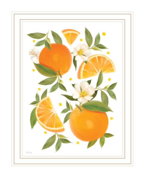 Homeroots Citrus Orange Botanical Wall Art Print – Stylish Decorative Accent For Modern Farmhouse Decor White Wood 529841