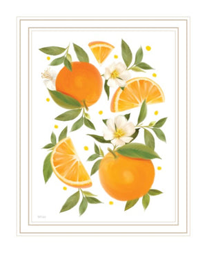 Homeroots Citrus Orange Botanical Wall Art Print – Stylish Decorative Accent For Modern Farmhouse Decor White Wood 529841