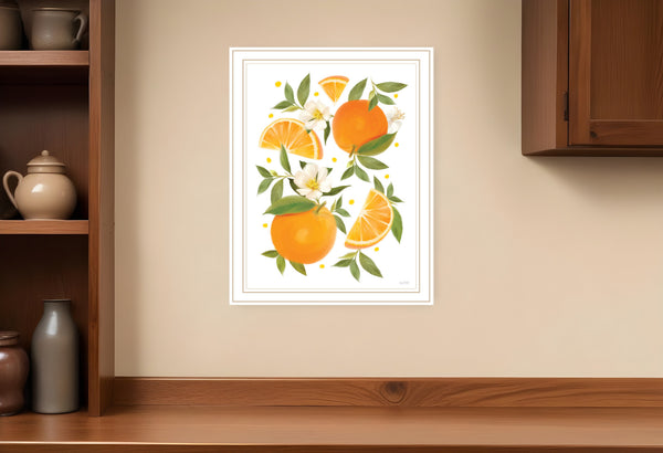 Homeroots Citrus Orange Botanical Wall Art Print – Stylish Decorative Accent For Modern Farmhouse Decor White Wood 529841