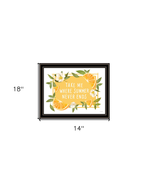 Homeroots Take Me Where Summer Never Ends Framed Print - Trendy Rustic Wall Art For Modern Home Decor Black And Gold Wood 529844