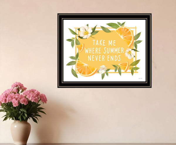 Homeroots Take Me Where Summer Never Ends Framed Print - Trendy Rustic Wall Art For Modern Home Decor Black And Gold Wood 529844
