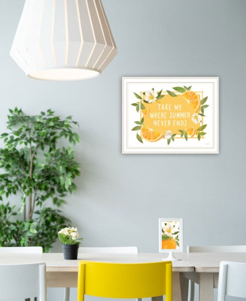 Homeroots Take Me Where Summer Never Ends Framed Print - Trendy Rustic Wall Art For Modern Home Decor White Wood 529845