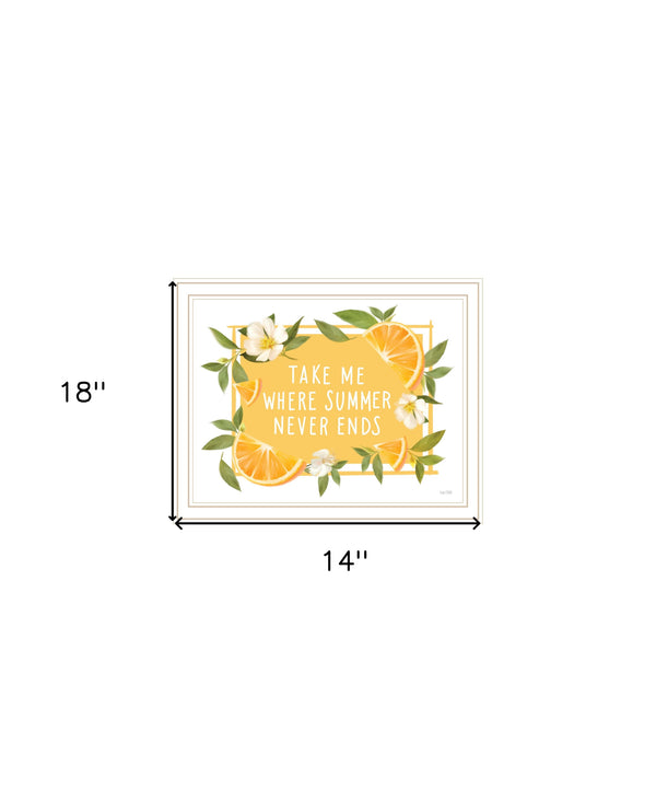 Homeroots Take Me Where Summer Never Ends Framed Print - Trendy Rustic Wall Art For Modern Home Decor White Wood 529845