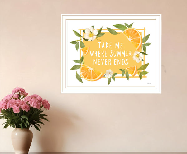 Homeroots Take Me Where Summer Never Ends Framed Print - Trendy Rustic Wall Art For Modern Home Decor White Wood 529845