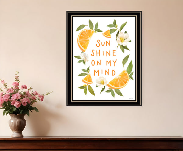 Homeroots Sun Shine On My Mind Decorative Wood Framed Art Print - Stylish Rustic Wall Accent For Any Space Black And Gold Wood 529848