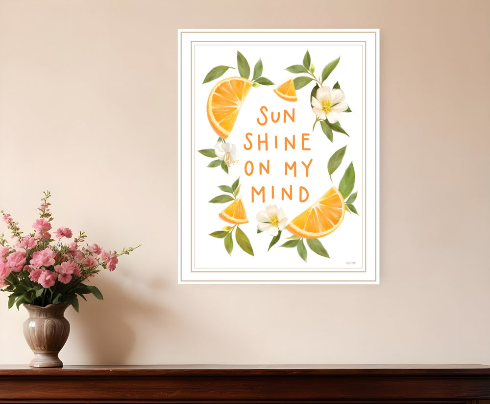Homeroots Sun Shine On My Mind Decorative Wood Framed Art Print - Stylish Rustic Wall Accent For Any Space White Wood 529849