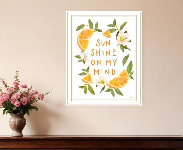 Homeroots Sun Shine On My Mind Decorative Wood Framed Art Print - Stylish Rustic Wall Accent For Any Space White Wood 529849