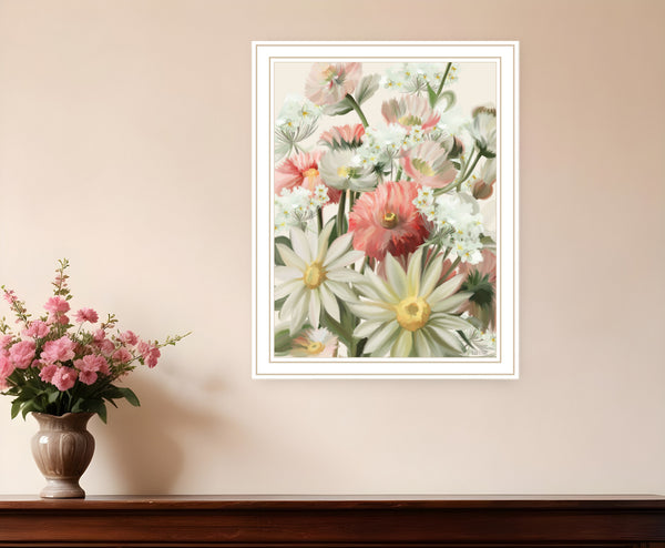 Homeroots Summer Wildflowers For You Framed Wall Art - Trendy Rustic Decor To Revitalize Your Space White Wood 529865