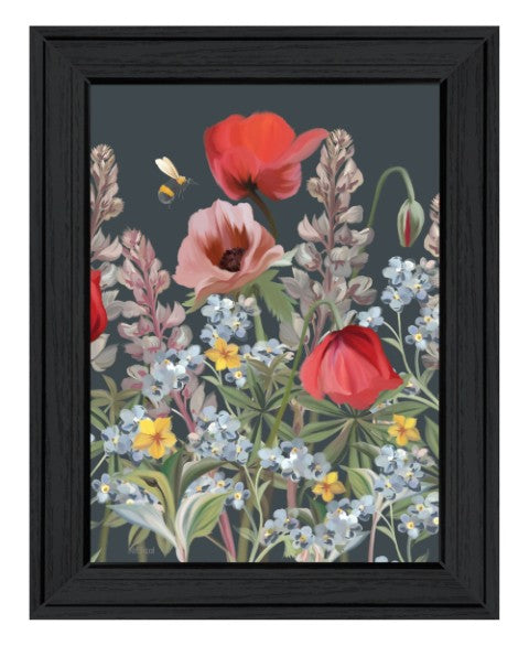 Homeroots Summer Garden Buzz Black Framed Print Wall Art - Rustic Modern Decor To Elevate Your Space!  Wood 529870