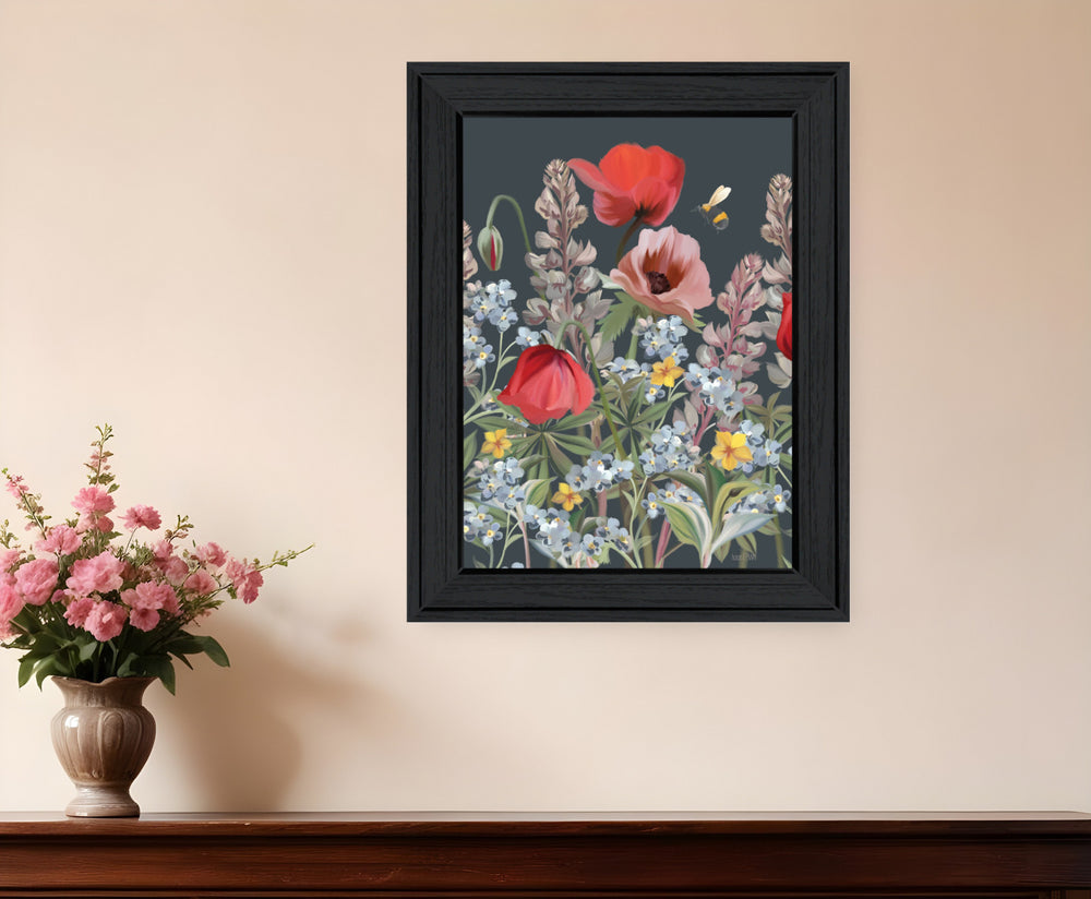 Homeroots Summer Garden Buzz Black Framed Print Wall Art - Rustic Modern Decor To Elevate Your Space!  Wood 529870