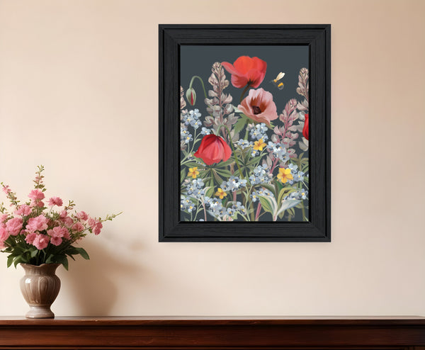Homeroots Summer Garden Buzz Black Framed Print Wall Art - Rustic Modern Decor To Elevate Your Space!  Wood 529870