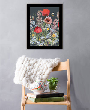 Homeroots Summer Garden Buzz Framed Wall Art - Unique Rustic Decor For Modern Farmhouse Aesthetic Black Wood 529871