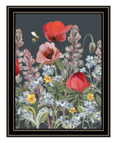 Homeroots Summer Garden Buzz Framed Wall Art - Unique Rustic Decor For Modern Farmhouse Aesthetic Black And Gold Wood 529872