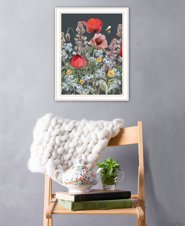 Homeroots Summer Garden Buzz Framed Wall Art - Unique Rustic Decor For Modern Farmhouse Aesthetic White Wood 529873