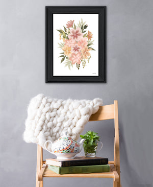 Homeroots Peachy Petals Black Framed Wall Art Print - Rustic Modern Decor To Brighten Your Space Beautifully!  Wood 529874