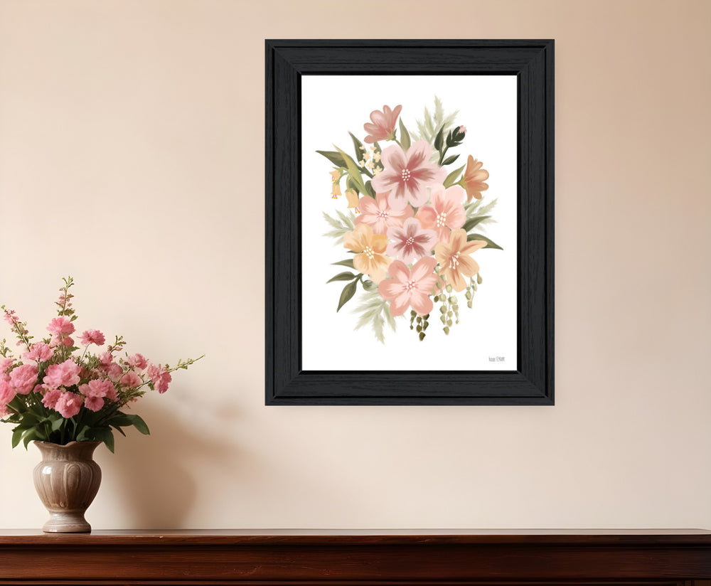 Homeroots Peachy Petals Black Framed Wall Art Print - Rustic Modern Decor To Brighten Your Space Beautifully!  Wood 529874