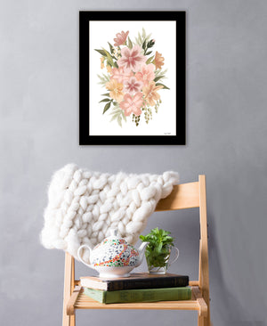 Homeroots Peachy Petals Rustic Framed Print Wall Art - Trendy Home Decor For Modern Farmhouse Vibes Black Wood 529875