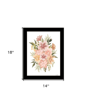 Homeroots Peachy Petals Rustic Framed Print Wall Art - Trendy Home Decor For Modern Farmhouse Vibes Black Wood 529875