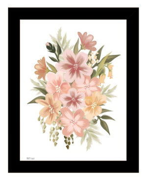 Homeroots Peachy Petals Rustic Framed Print Wall Art - Trendy Home Decor For Modern Farmhouse Vibes Black Wood 529875