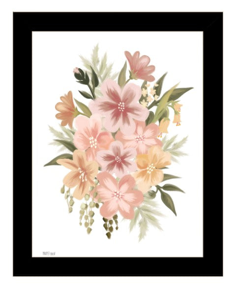 Homeroots Peachy Petals Rustic Framed Print Wall Art - Trendy Home Decor For Modern Farmhouse Vibes Black Wood 529875