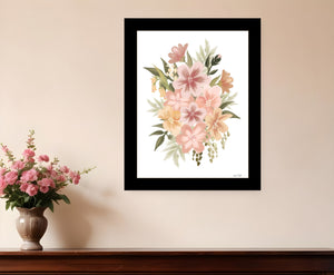 Homeroots Peachy Petals Rustic Framed Print Wall Art - Trendy Home Decor For Modern Farmhouse Vibes Black Wood 529875