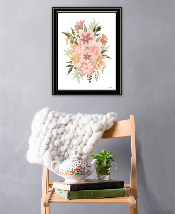 Homeroots Peachy Petals Rustic Framed Print Wall Art - Trendy Home Decor For Modern Farmhouse Vibes Black And Gold Wood 529876