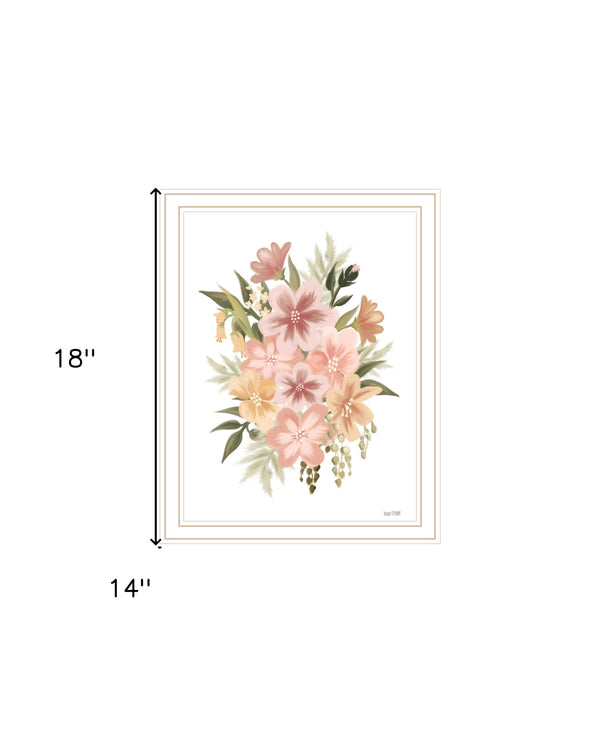 Homeroots Peachy Petals Rustic Framed Print Wall Art - Trendy Home Decor For Modern Farmhouse Vibes White Wood 529877
