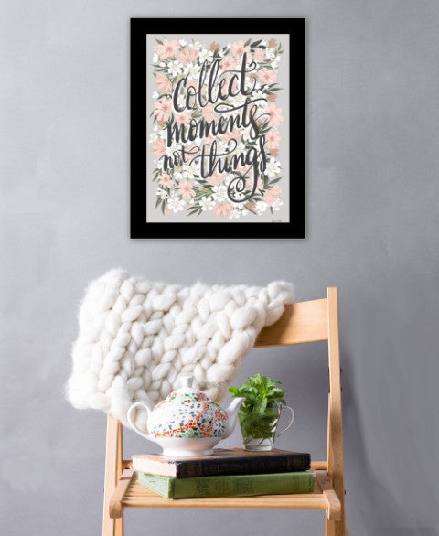 Homeroots Collect Moments Not Things Framed Wall Art - Rustic Farmhouse Decor For Stylish Home Accents Black Wood 529879
