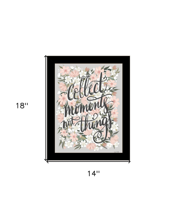 Homeroots Collect Moments Not Things Framed Wall Art - Rustic Farmhouse Decor For Stylish Home Accents Black Wood 529879