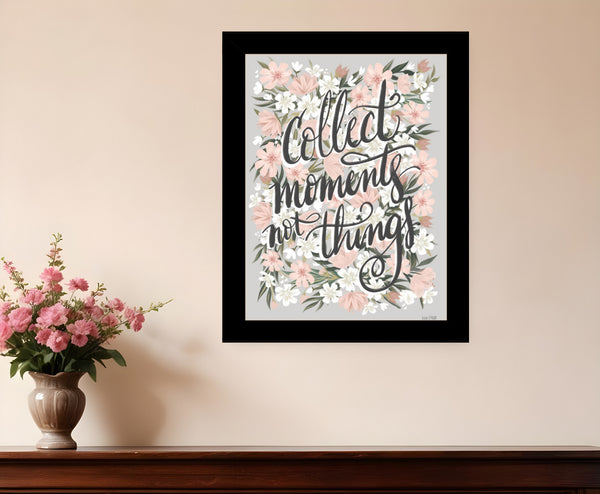 Homeroots Collect Moments Not Things Framed Wall Art - Rustic Farmhouse Decor For Stylish Home Accents Black Wood 529879