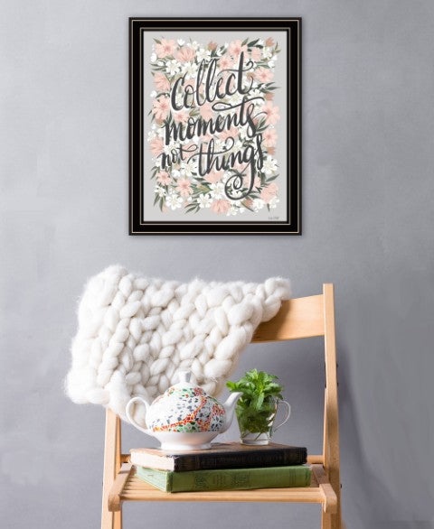 Homeroots Collect Moments Not Things Framed Wall Art - Rustic Farmhouse Decor For Stylish Home Accents Black And Gold Wood 529880