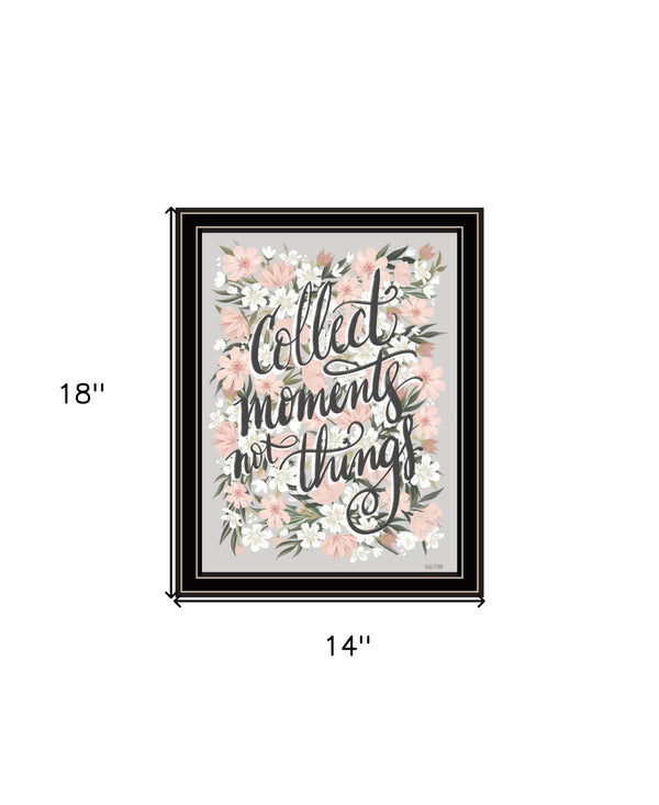 Homeroots Collect Moments Not Things Framed Wall Art - Rustic Farmhouse Decor For Stylish Home Accents Black And Gold Wood 529880